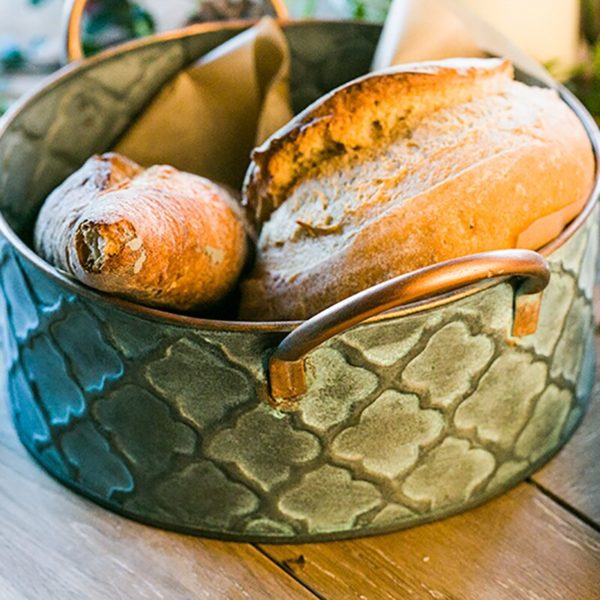 Iron Bread Basket Retro Antique Style Family Metal Storage Basket Fruit Container Fried Vintage Tray With Handle Decoration