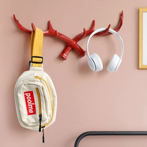Resin Deer Horn Nordic Hook hanger Wall For Keys Holder Hat Coat Home wall decorative clothes Hanger Hooks towel