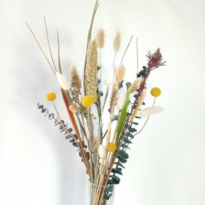 Dongli Dried Flower Bundle Real Natural Craspedia Bunny Tail Grass Preserved Eucalypthus Plant Bouquet Centrepieces Home Décor