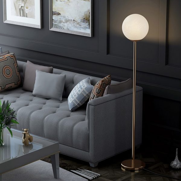 Brass plated frosted glass ball lamp, interior lighting, ideal for a living room, E27