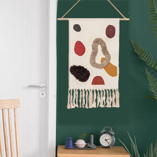 Nordic art hanging fabric new hand knitted tassel tapestry handmade wall hanging bohemian style retro home decor cotton