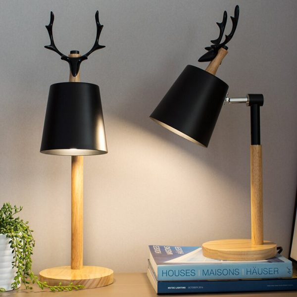 Créatif nordique en bois Art fer LED Simple lampe de bureau Protection des yeux lecture lampe de Table salon chambre décor à la maison