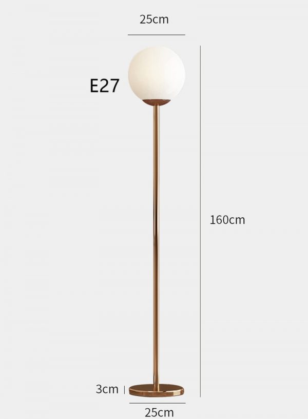 Lampe autoportante en laiton plaqué boule de verre givré, éclairage d'intérieur, idéal pour un salon, E27